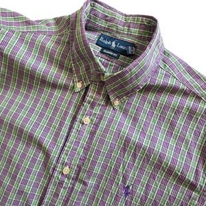 Ralph Lauren Classic Fit Plaid Short Sleeve Button Down Shirt Mens‎ Size L